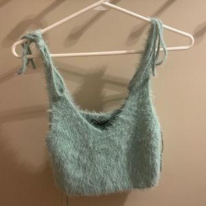 Zara fuzzy tank with tied straps